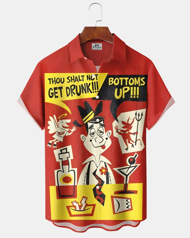 Alohadaddy® Retro 60s Geometric Poster Cocktail Hawaiian Short-Sleeve Shirt