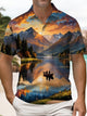 Alohadaddy® Vintage Lake Boat Landscape Men's Polo Shirt
