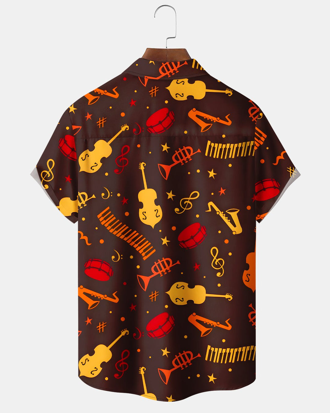 Alohadaddy® Vintage Hawaiian Music Violin and Saxophone Note Short-Sleeve Shirt