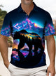 Alohadaddy® Retro Gradient Forest Bear Colorful Abstract Short-Sleeve Polo Shirt