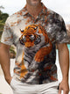 Alohadaddy® Vintage Japanese Ukiyo-e Tiger Short-Sleeve Polo Shirt
