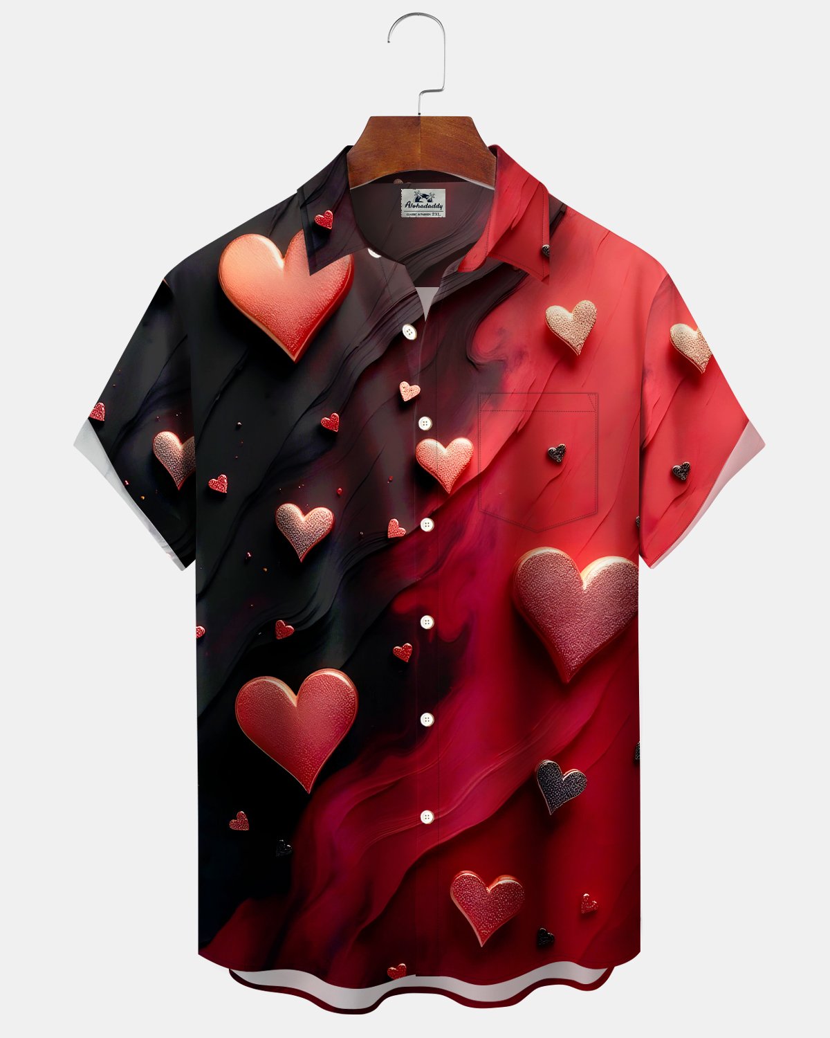 Alohadaddy® Retro Holiday Valentine's Day Heart Gradient Men's Short-Sleeve Shirt