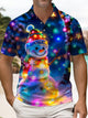 Alohadaddy® Holiday Christmas Snowman Lights Gradient Short-Sleeve Polo Shirt
