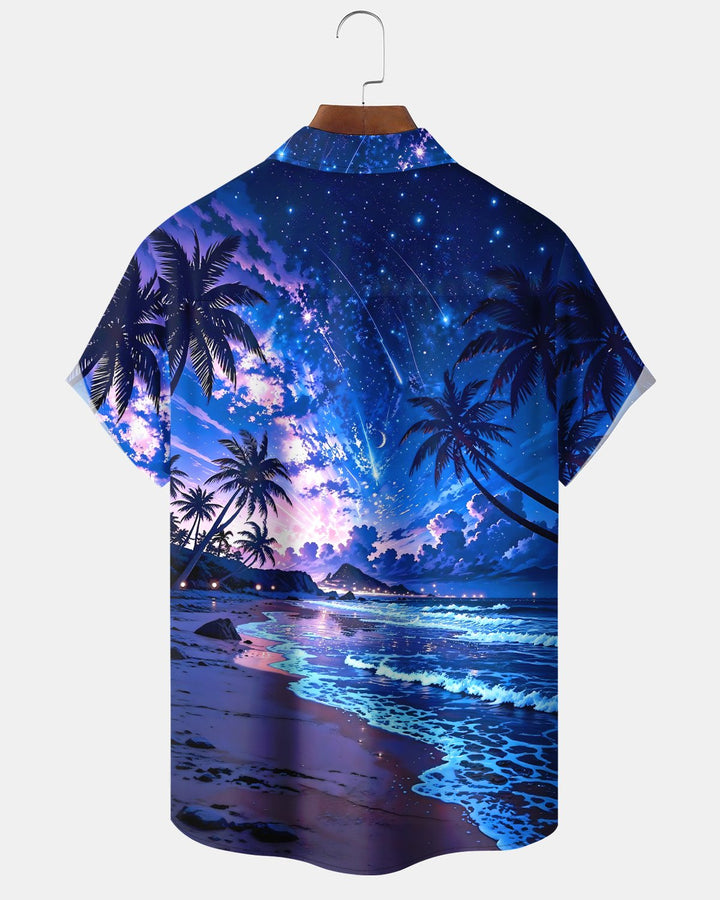 Alohadaddy® Hawaiian Beach Gradient Coconut Tree Vacation Shirt