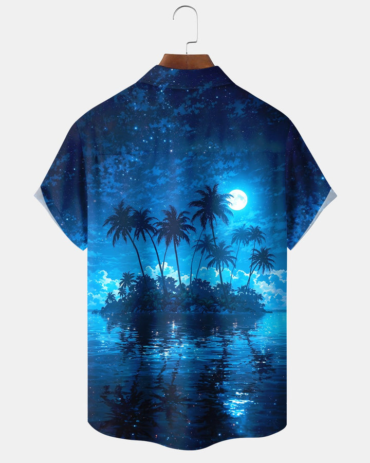 Alohadaddy® Hawaiian Beach Scenery Coconut Tree Vacation Shirt
