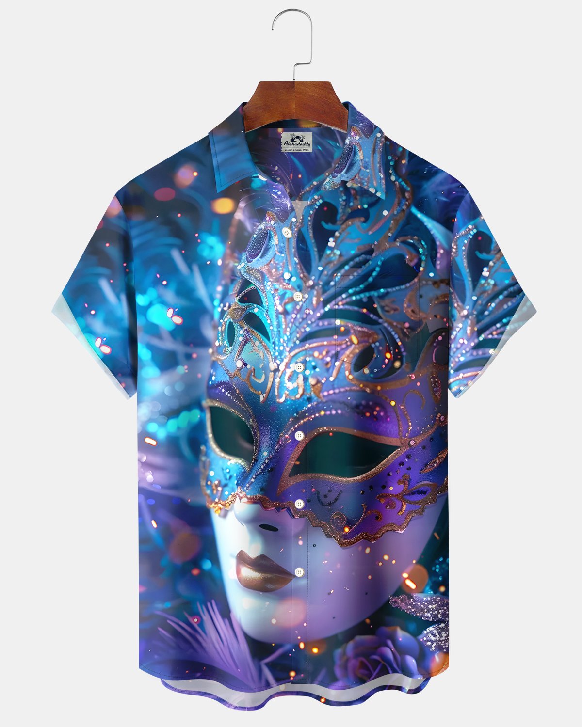 Alohadaddy® Holiday Mardi Gras Party Mask Men's Shirt