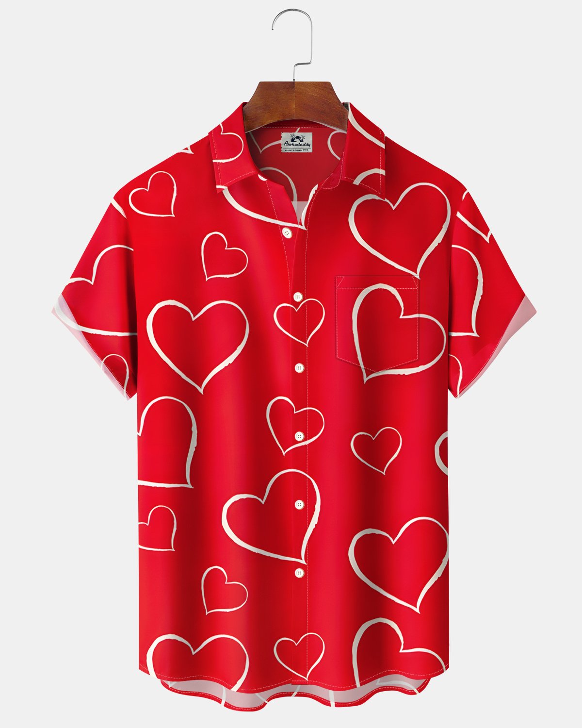 Alohadaddy® Valentine's Day Holiday Heart Art Men's Short-Sleeve Shirt