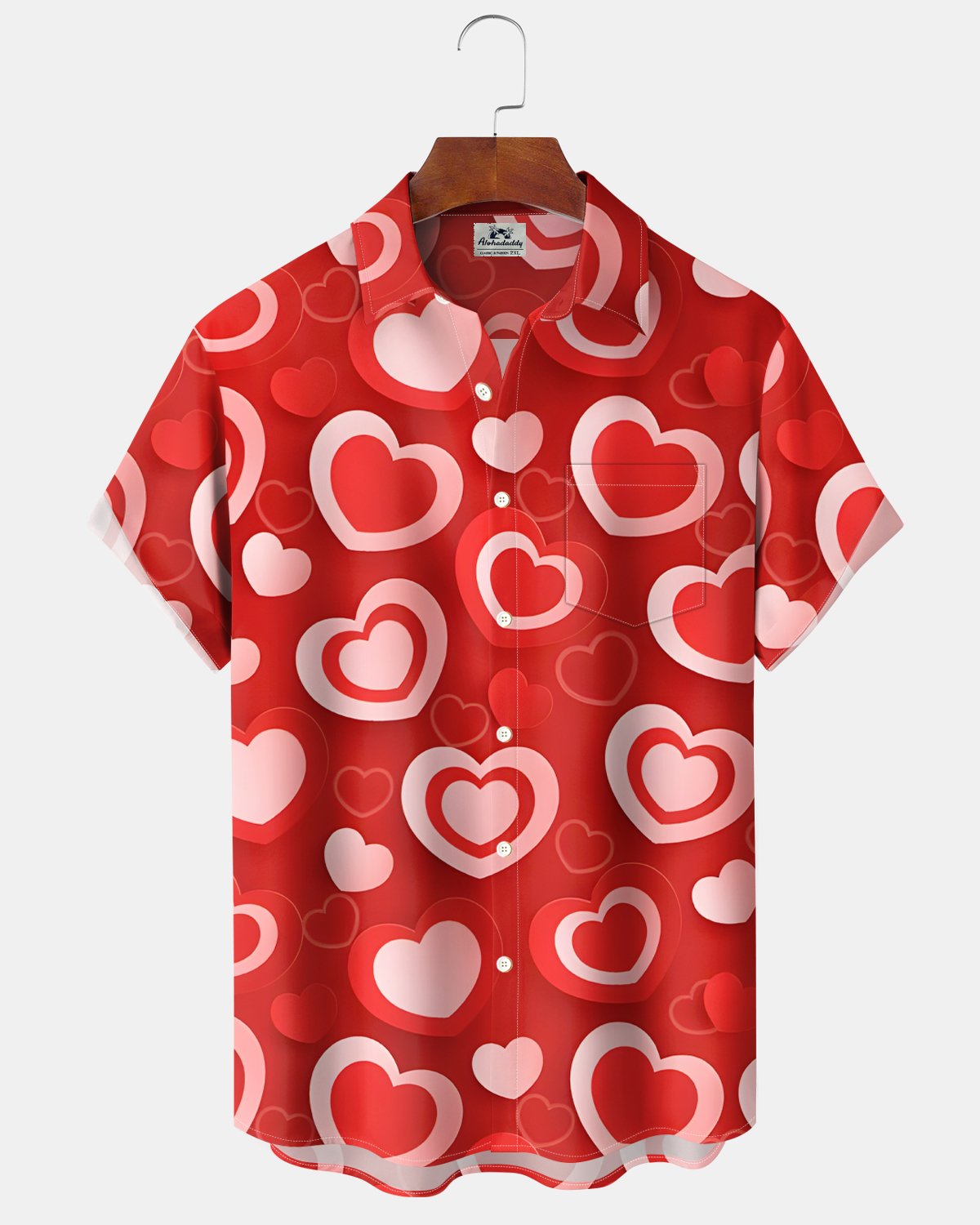 Alohadaddy® Valentine's Day Holiday Heart-Shaped 3D Art Men's Short-Sleeve Shirt