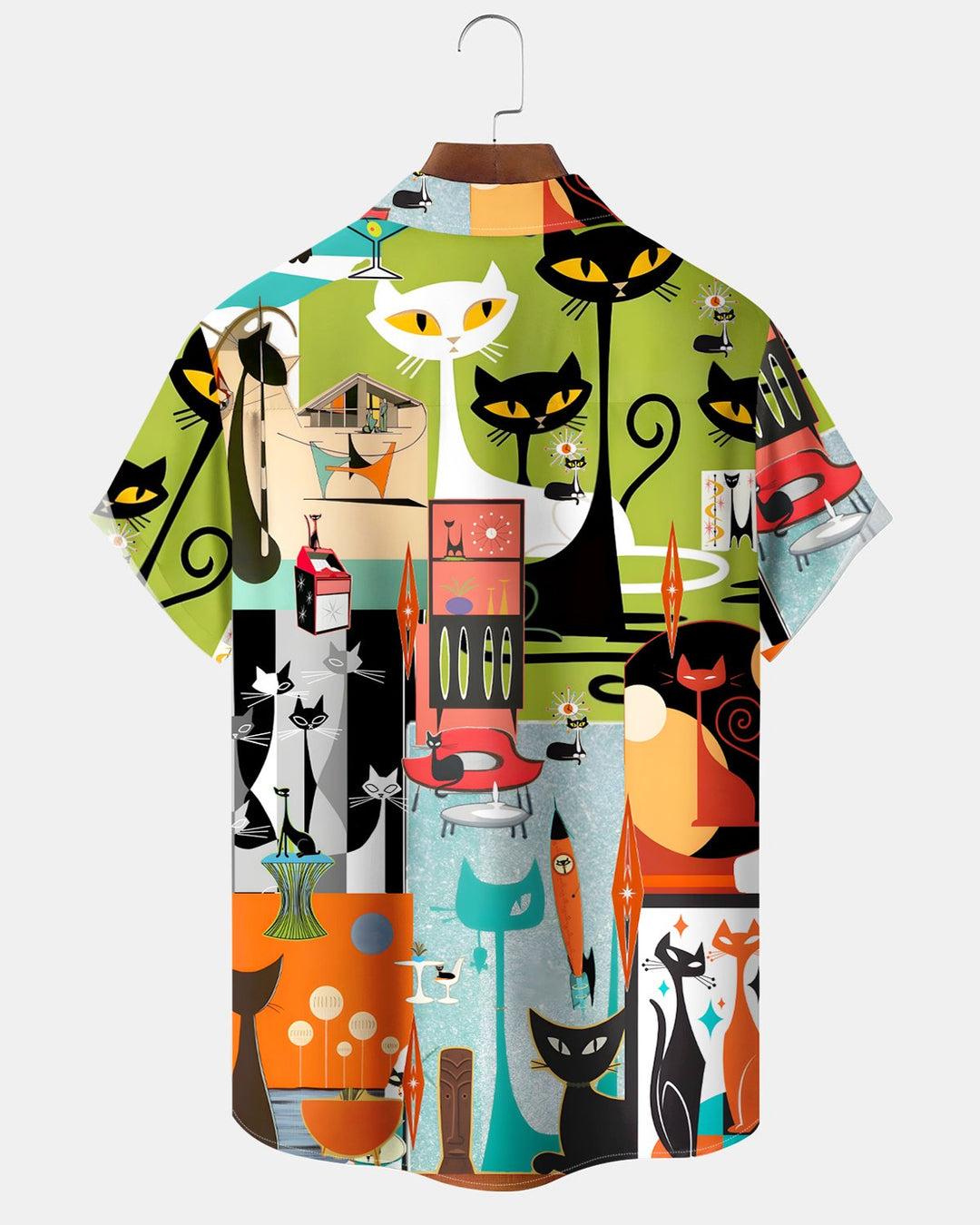 Alohadaddy® Vintage Medieval Geometric Atomic Cat Art Hawaiian Shirt