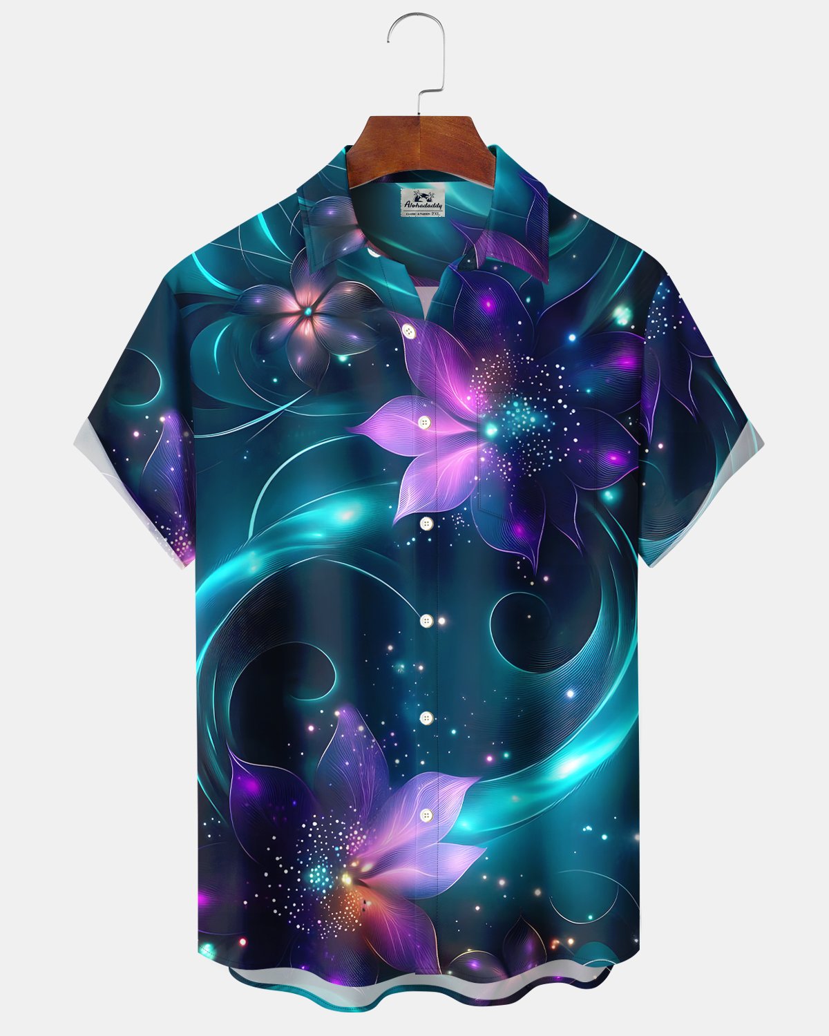 Alohadaddy® Retro Hawaiian Gradient Abstract Floral Short-Sleeve Shirt