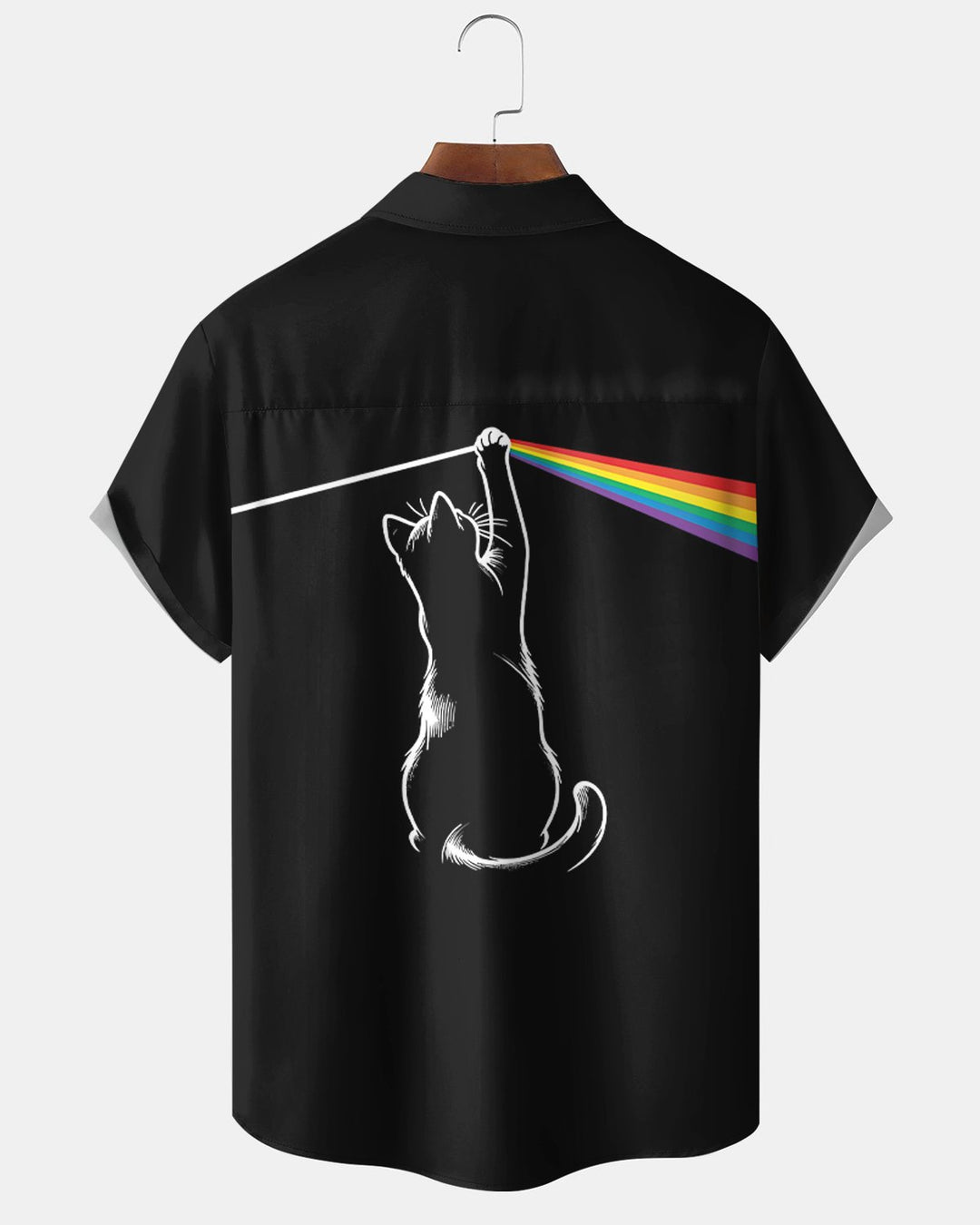Alohadaddy® Retro Rock Music Rainbow Cat Short-Sleeve Shirt