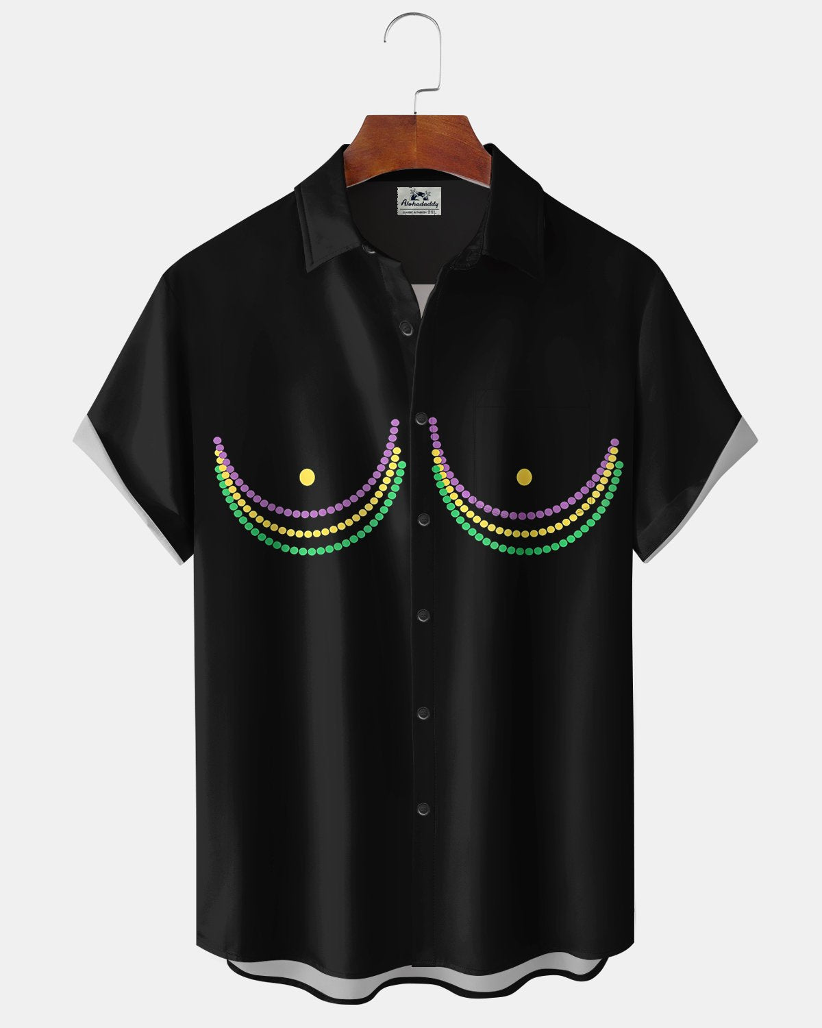 Alohadaddy® Holiday Carnival Beaded Quirky Short-Sleeve Shirt