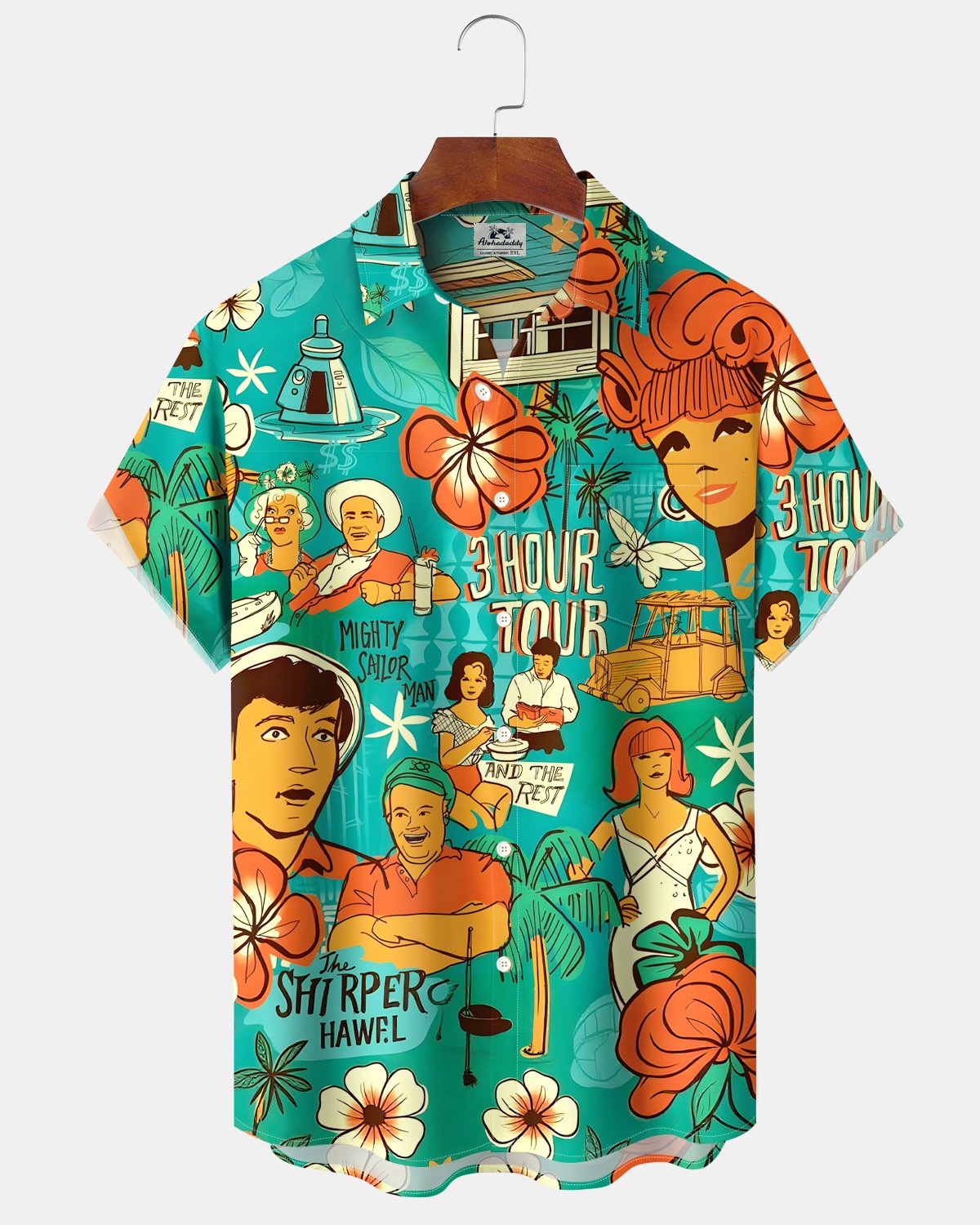 Alohadaddy® Hawaiian Retro Tiki Poster Vacation Short-Sleeve Shirt