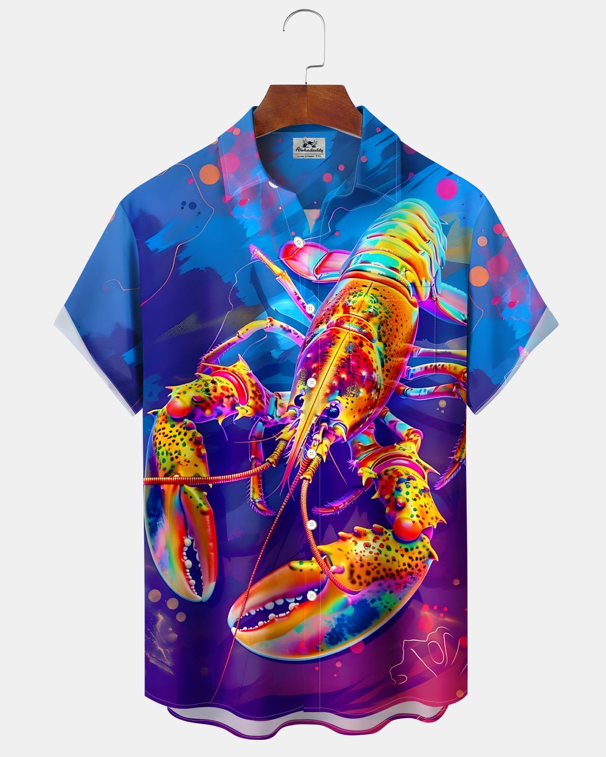 Alohadaddy® Retro Abstract Gradient Carnival Lobster Short-Sleeve Shirt