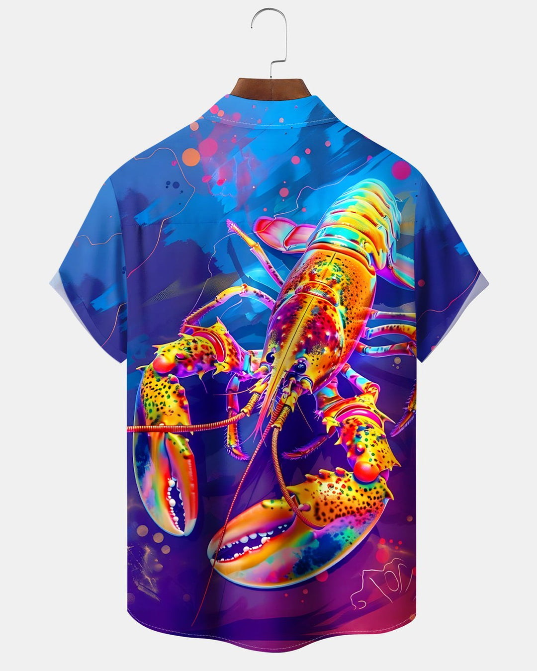 Alohadaddy® Retro Abstract Gradient Carnival Lobster Short-Sleeve Shirt