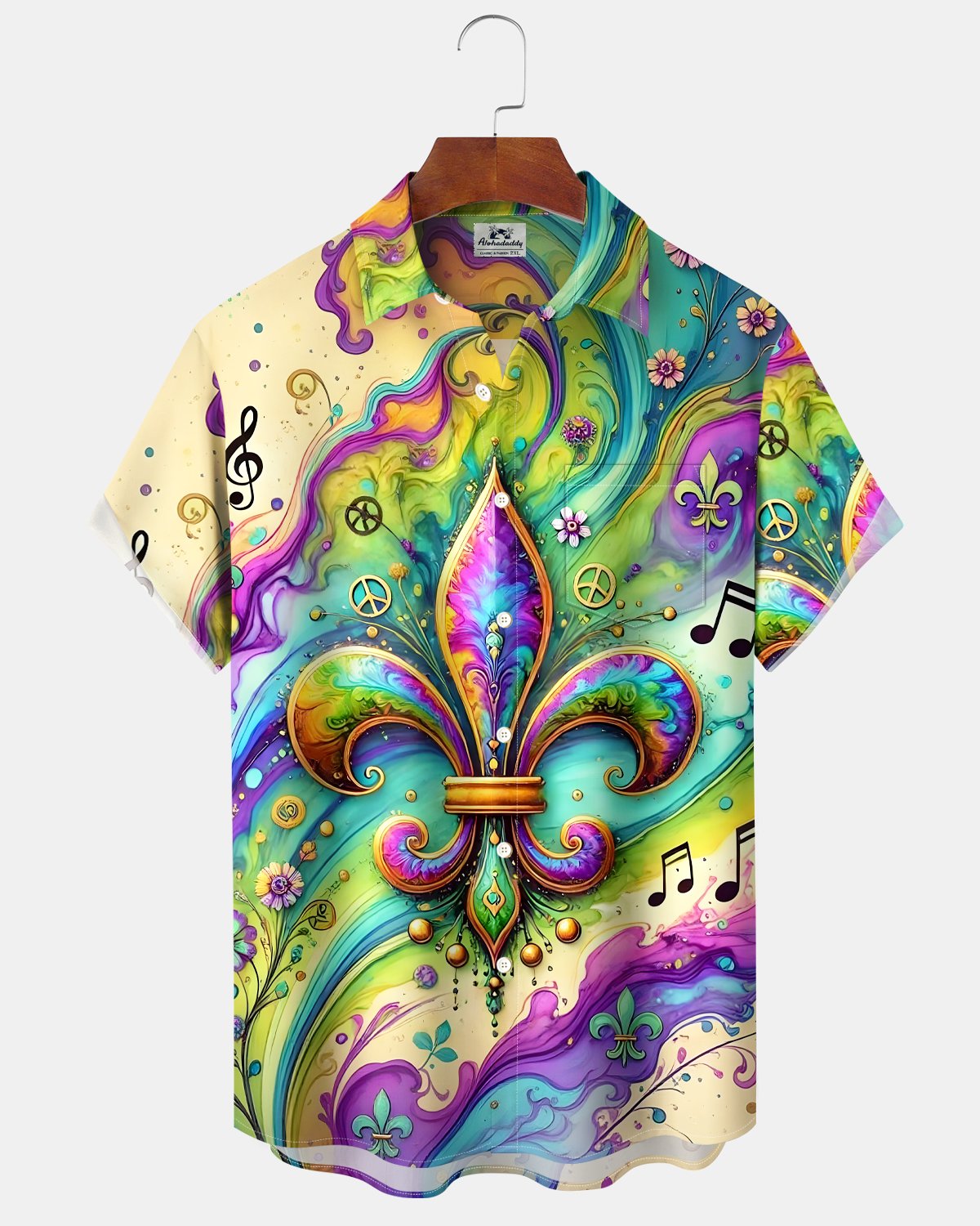 Alohadaddy® Holiday Carnival Abstract Gradient Musical Notes Hawaiian Shirt
