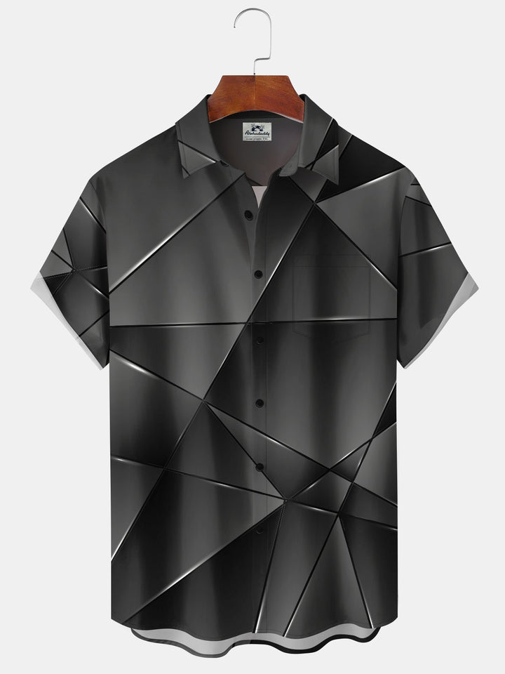 Alohadaddy Retro Gradient 3D Geometric Pocket Holiday Shirt