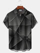 Alohadaddy Retro Gradient 3D Geometric Pocket Holiday Shirt