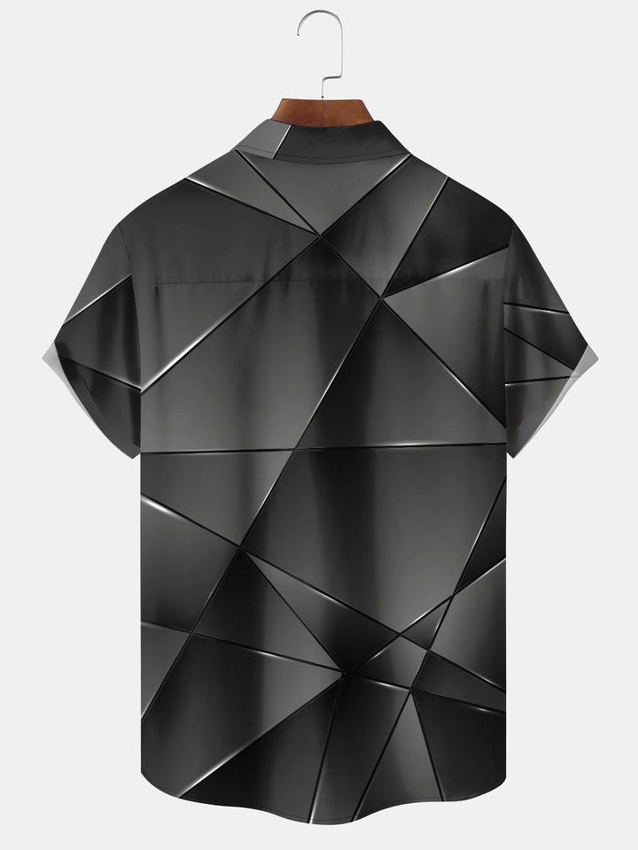 Alohadaddy Retro Gradient 3D Geometric Pocket Holiday Shirt