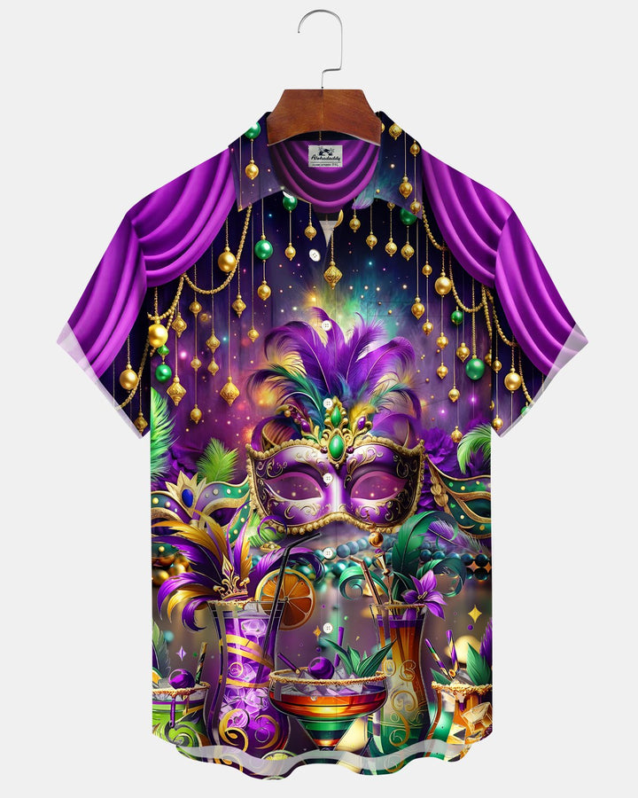 Alohadaddy® Carnival Mask Retro Cocktail Hawaiian Shirt