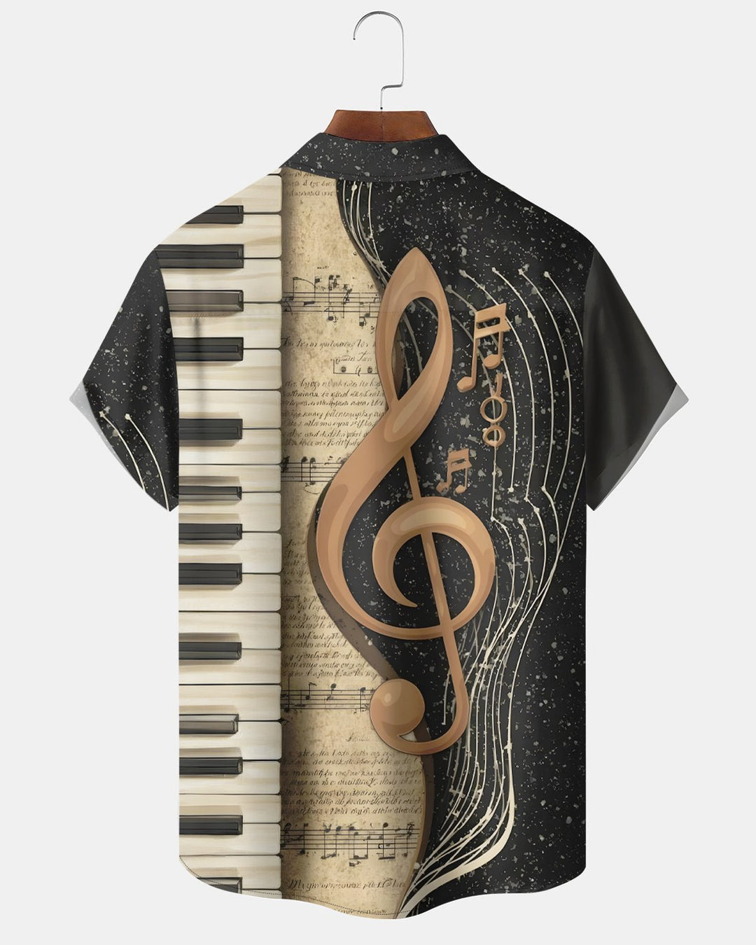 Alohadaddy® Retro Music Piano Keys and Musical Notes Hawaiian Shirt