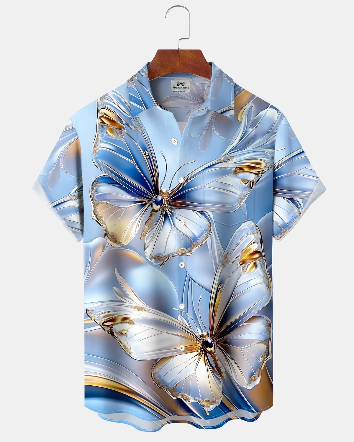 Alohadaddy® Hawaiian Butterfly Gradient 3D Retro Men's Shirt