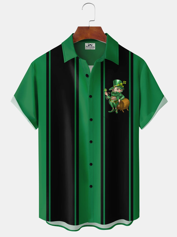 Alohadaddy Vintage Bowling St. Patrick Cartoon Print Men&