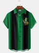 Alohadaddy Vintage Bowling St. Patrick Cartoon Print Men's Chest Pocket Stretch Hawaiian Shirt