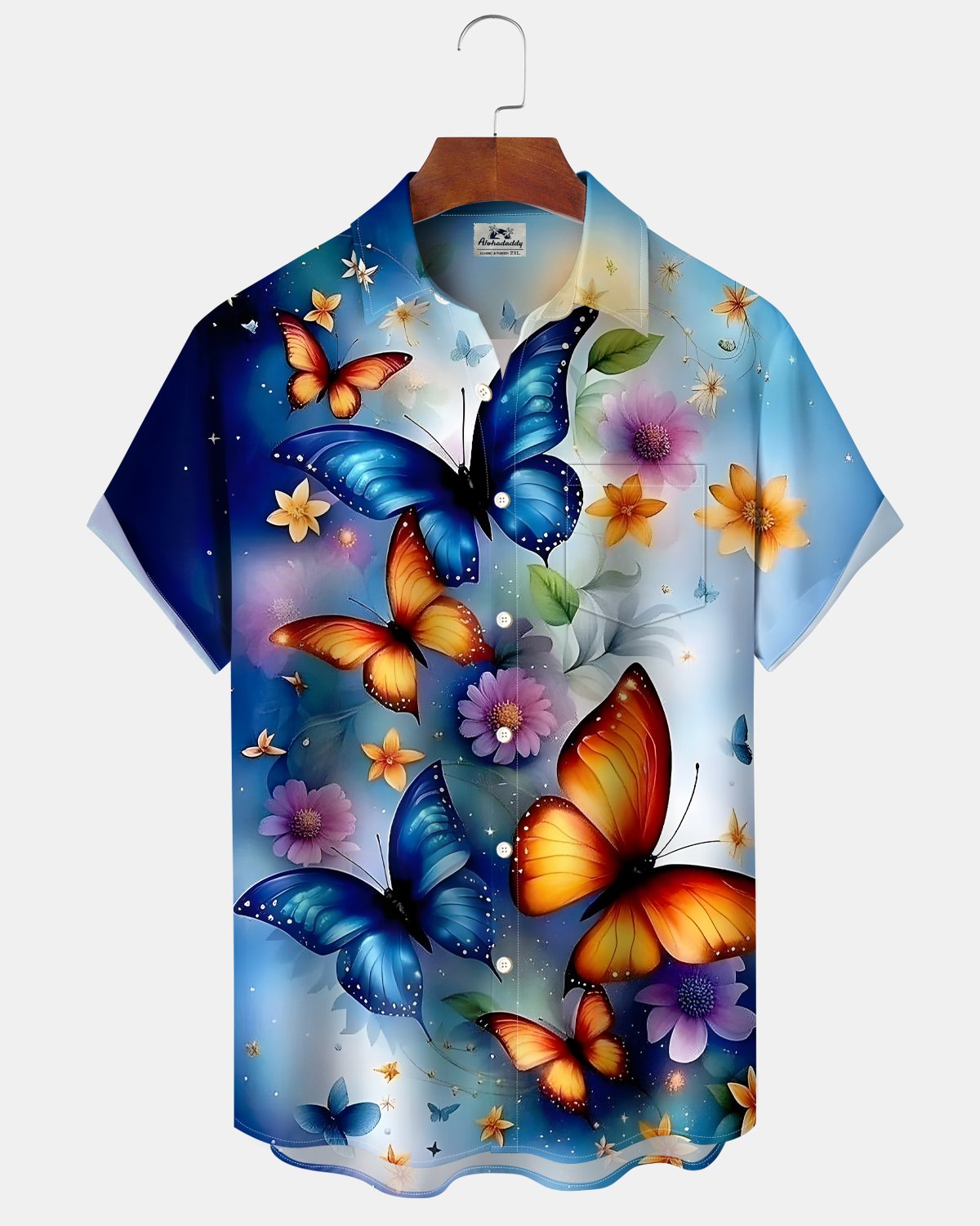 Alohadaddy® Hawaiian Butterfly Gradient Abstract 3D Retro Men's Shirt