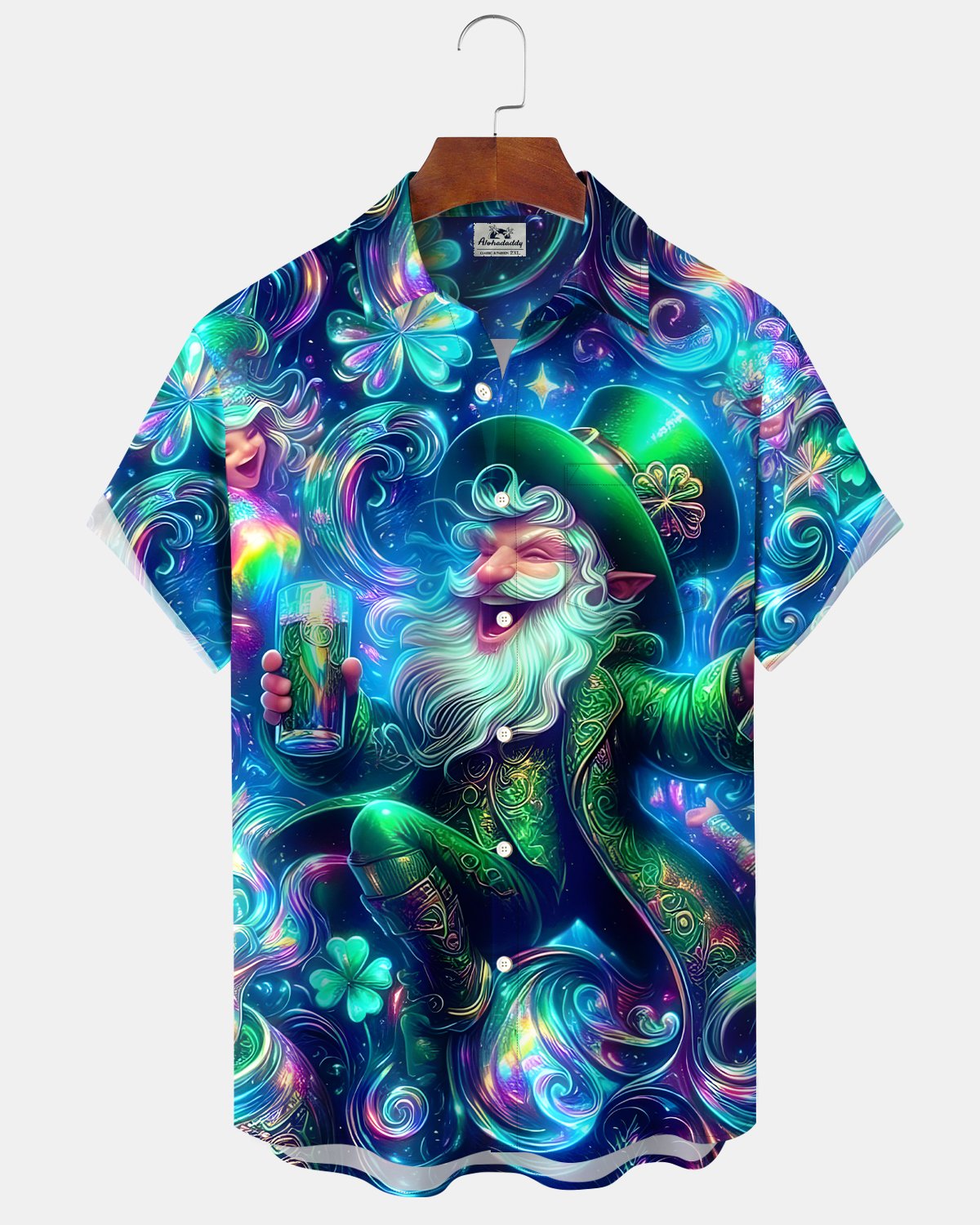 Alohadaddy® St. Patrick's Day Abstract Gradient Gnome Beer Shirt