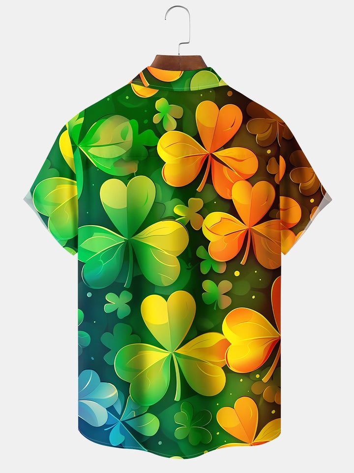 Alohadaddy Holiday Shamrock Lucky St. Patrick Gradient Hawaiian Shirt