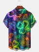 Alohadaddy Shamrock St. Patrick Gradient Neon 3D Hawaiian Shirt