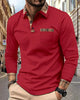 Alohadaddy® Retro Geometric Patchwork Long-Sleeved Men's Polo Shirt