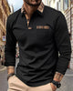 Alohadaddy® Retro Geometric Patchwork Long-Sleeved Men's Polo Shirt