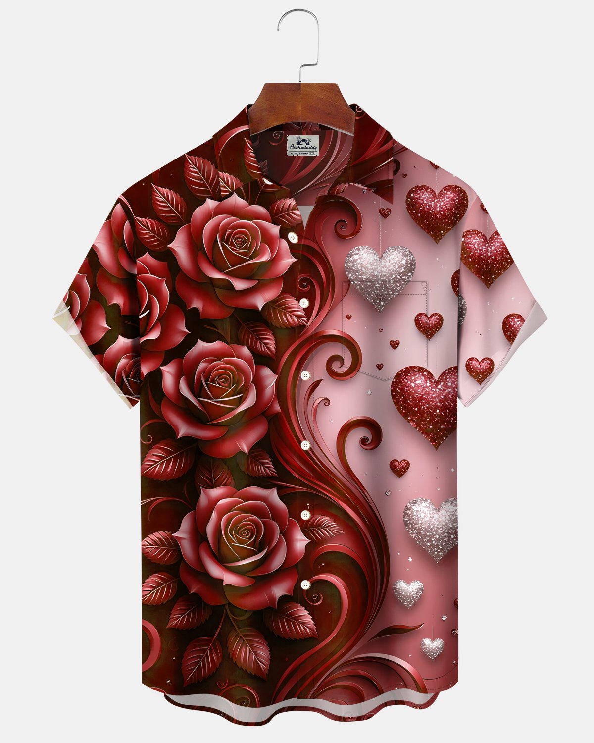 Alohadaddy® Holiday Valentine's Day Rose 3D Heart Art Shirt