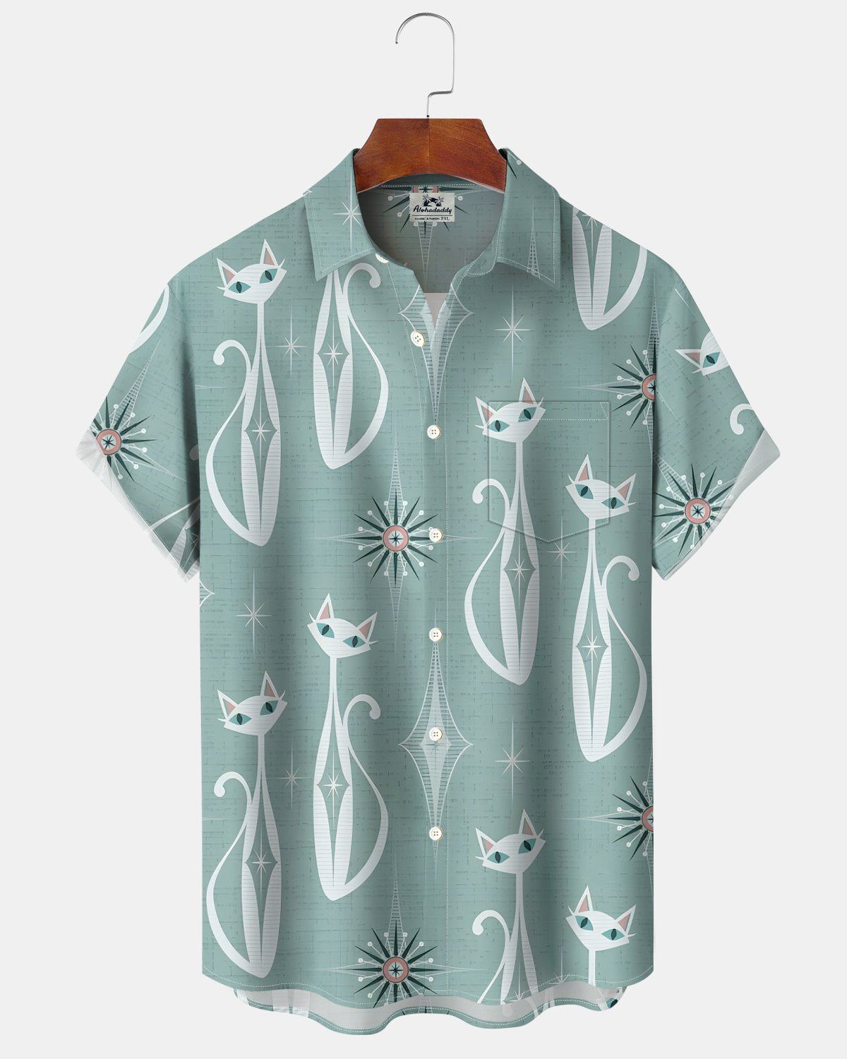 Alohadaddy® Retro Geometric Atomic Cat Hawaiian Men's Shirt