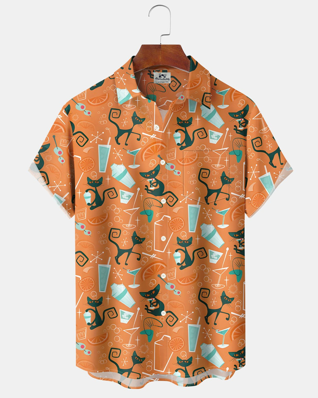 Alohadaddy® Retro Geometric Atomic Cat Hawaiian Cocktail Geometric Men&