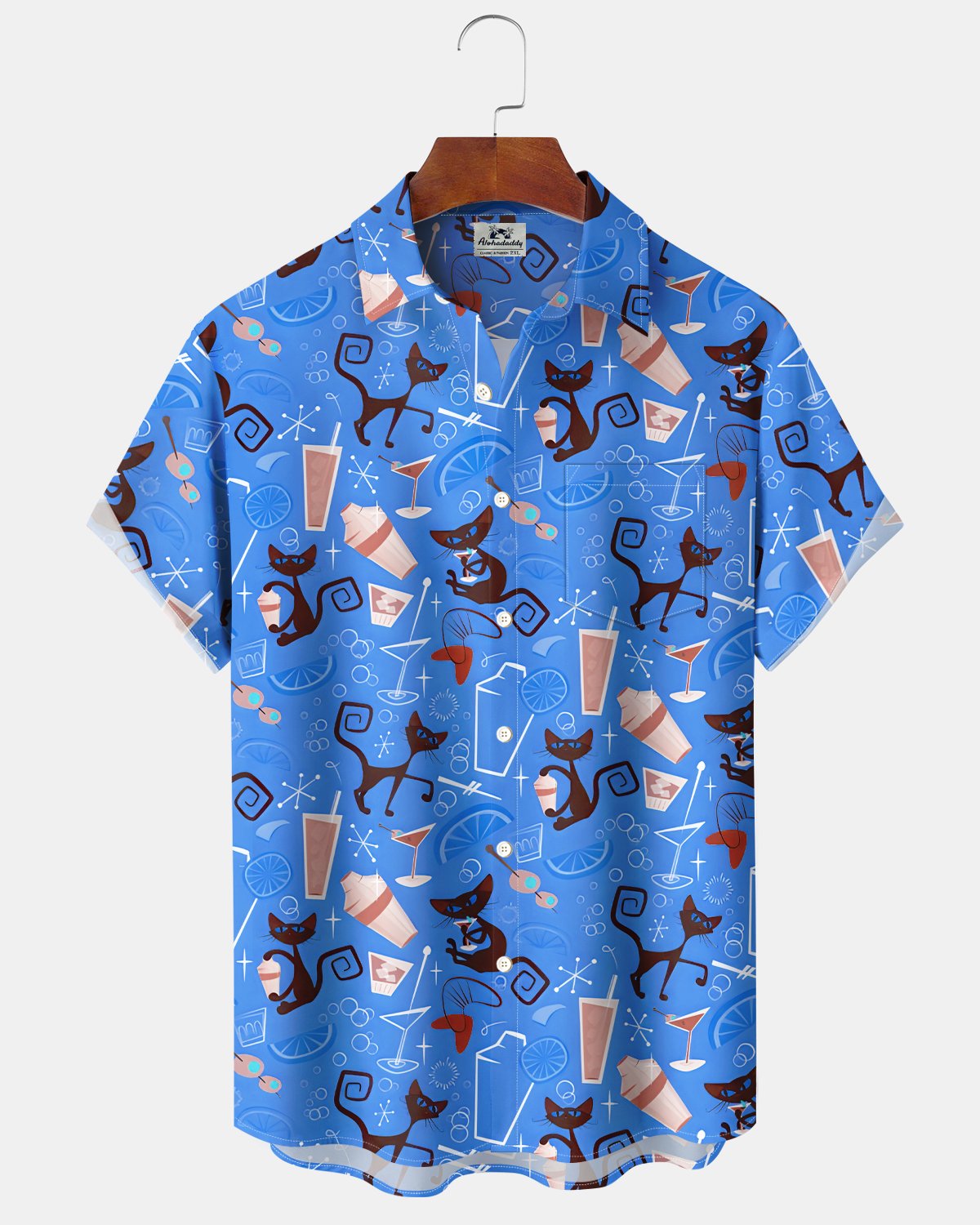 Alohadaddy® Retro Geometric Atomic Cat Hawaiian Cocktail Geometric Men's Shirt