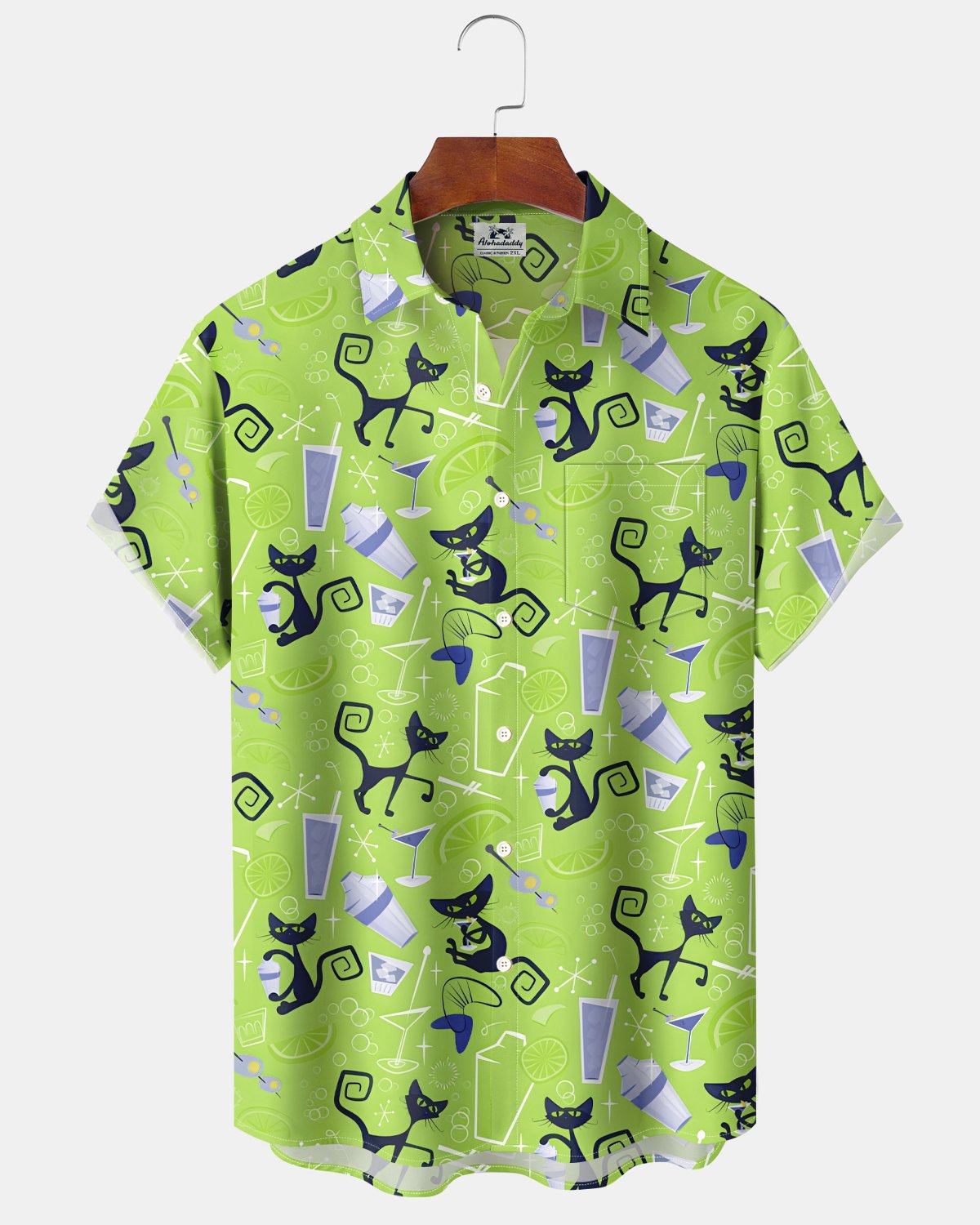 Alohadaddy® Retro Geometric Atomic Cat Hawaiian Cocktail Geometric Men's Shirt