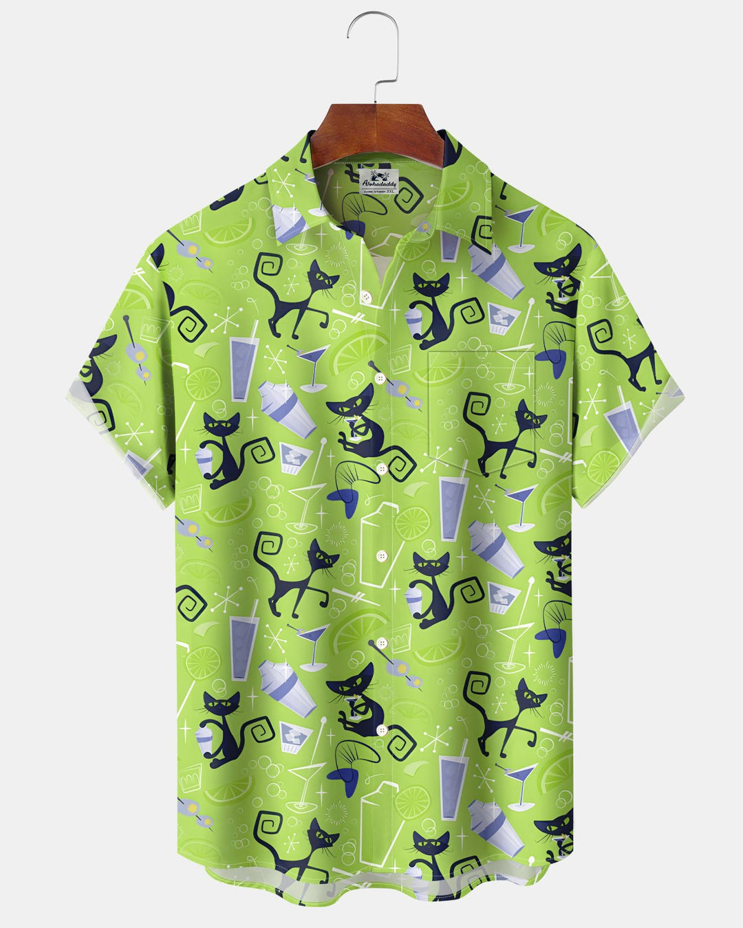Alohadaddy® Retro Geometric Atomic Cat Hawaiian Cocktail Geometric Men&