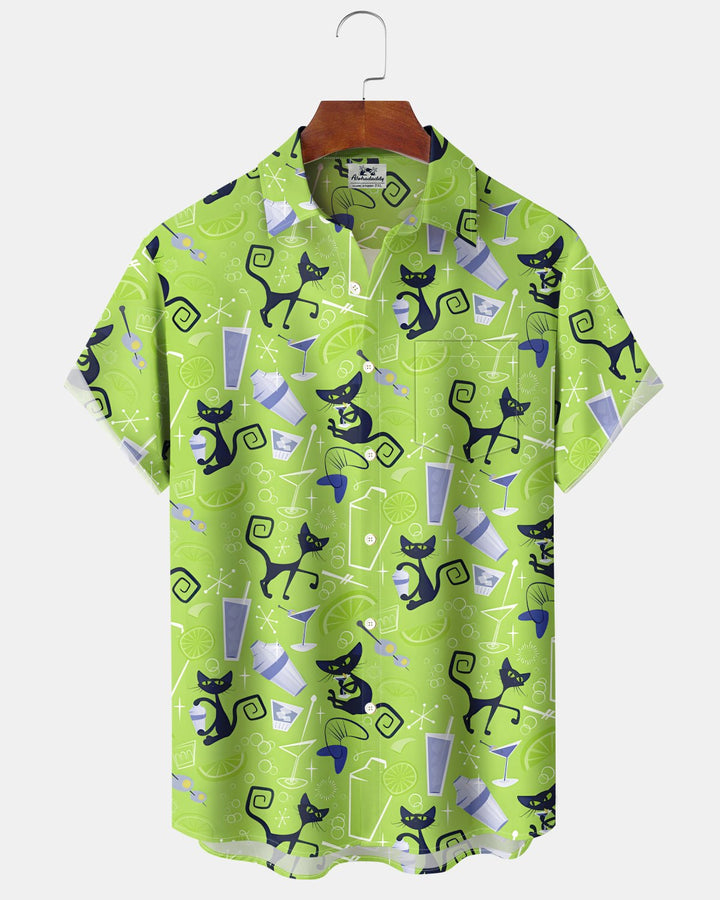 Alohadaddy® Retro Geometric Atomic Cat Hawaiian Cocktail Geometric Men&