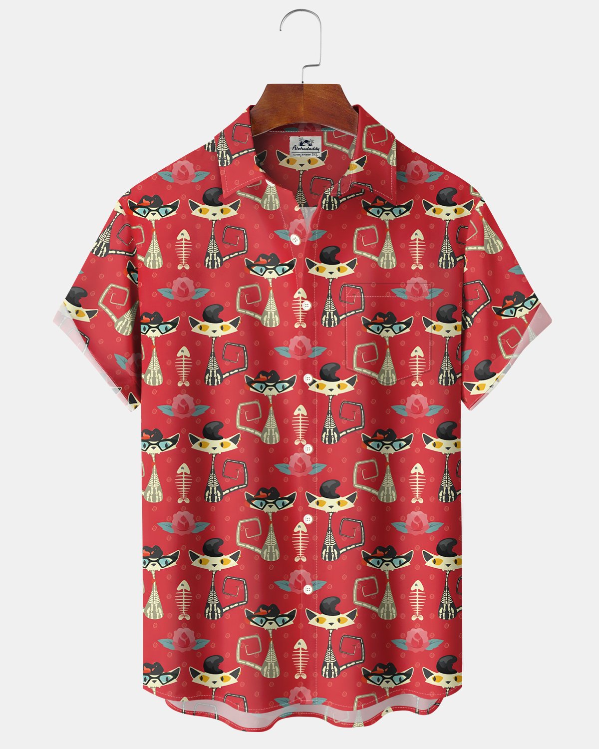 Alohadaddy® Retro Geometric Atomic Cat Rock Music Men's Shirt