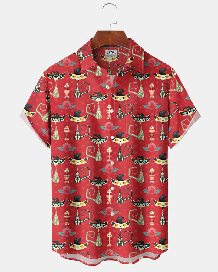 Alohadaddy® Retro Geometric Atomic Cat Rock Music Men&