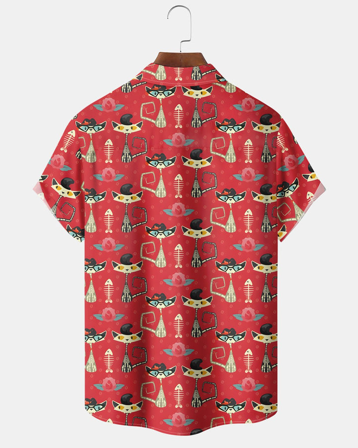 Alohadaddy® Retro Geometric Atomic Cat Rock Music Men&