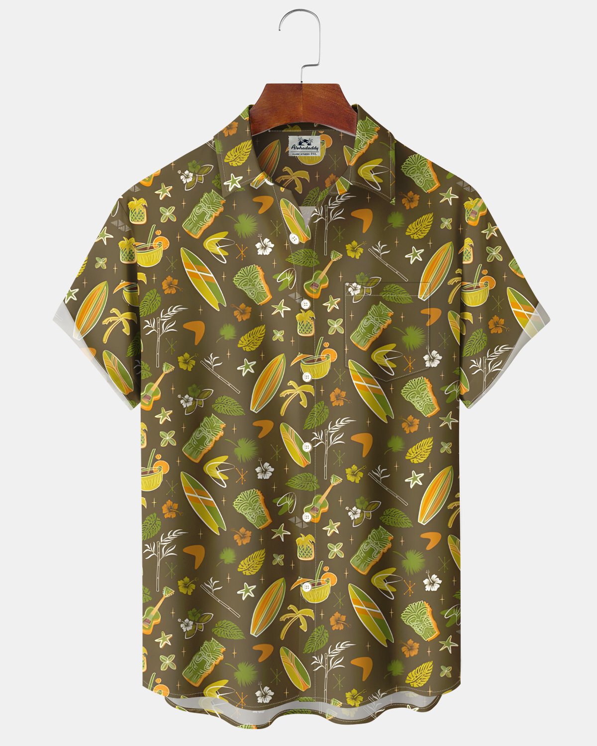 Alohadaddy® Retro Geometric Atomic Hawaiian Tiki Beach Men's Shirt