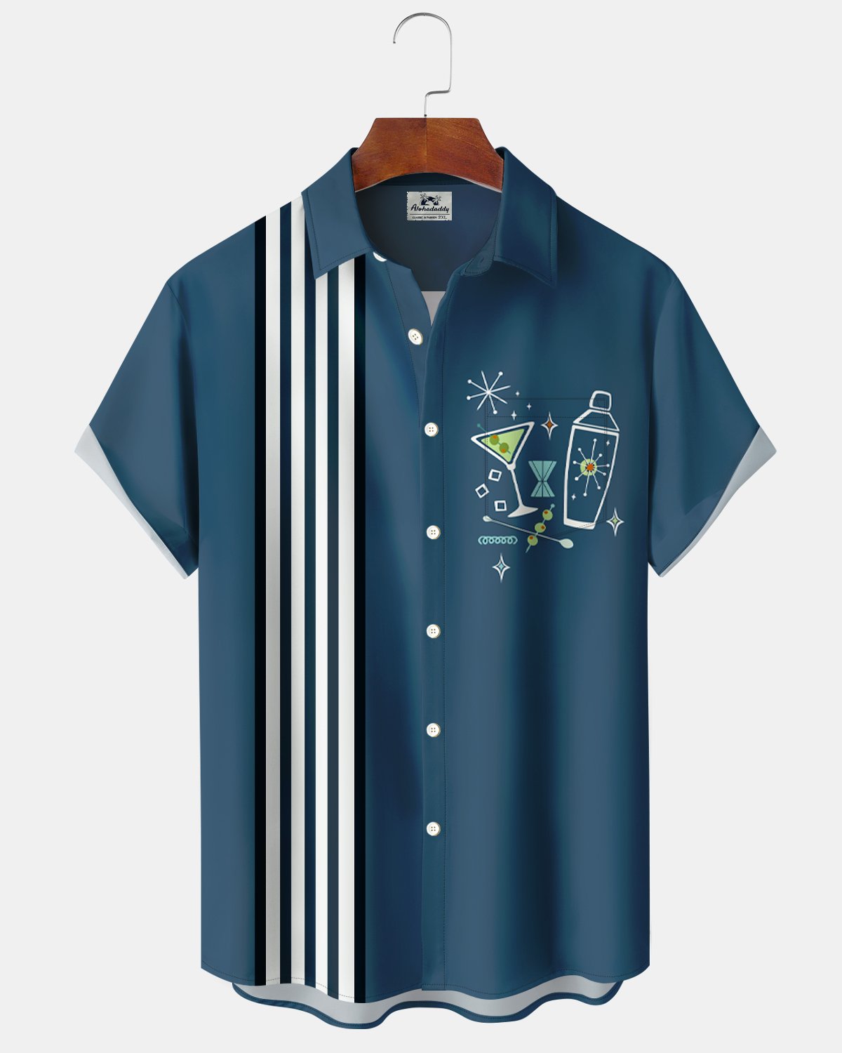 Alohadaddy® Retro Geometric Cocktail Bowling Men's Shirt