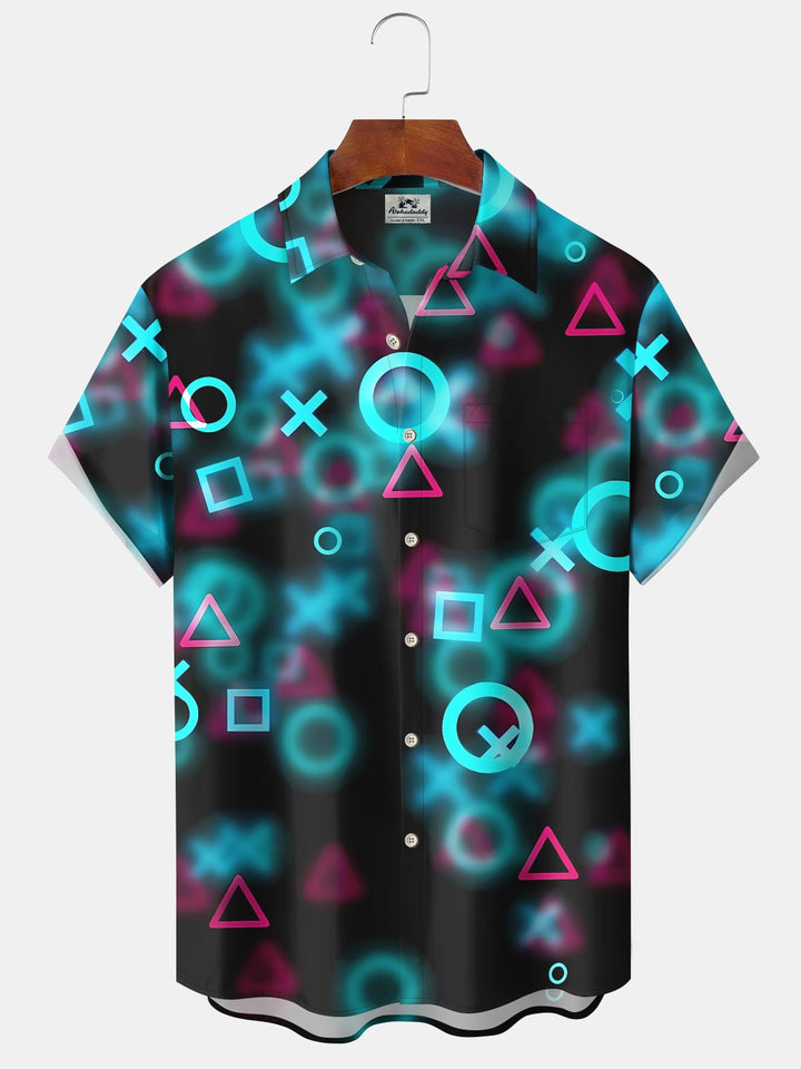 Alohadaddy Vintage Geometric 3D Gradient Space Movie Hawaiian Shirt