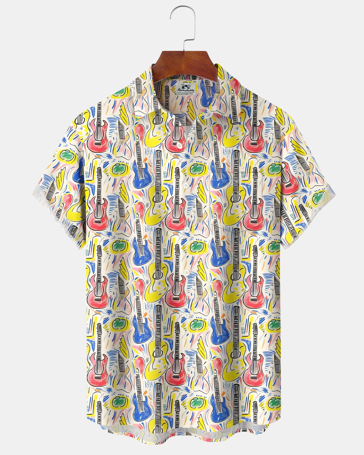 Alohadaddy® Abstract Retro Art Guitar Music Men's Shirt