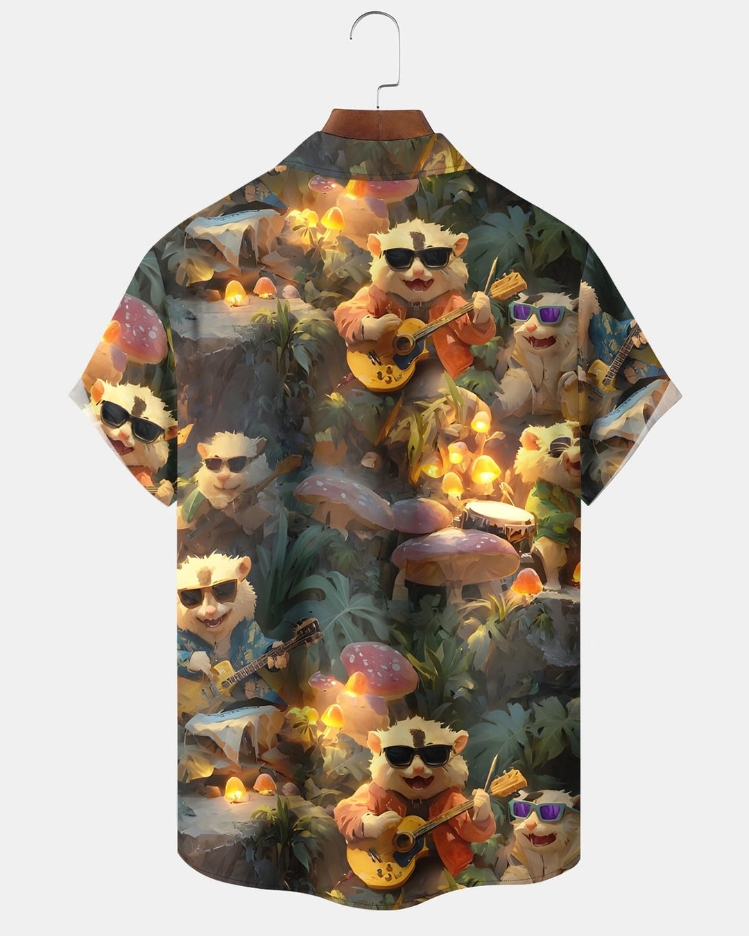 Alohadaddy® Vintage Art Guitar Raccoon Music Hawaiian Floral Men&