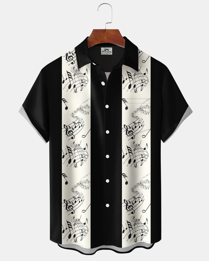 Alohadaddy® Retro Classic Bowling Music Note Short-Sleeved Men&